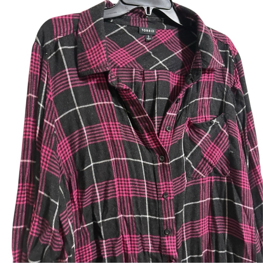 TORRID Lizzie Brushed Rayon Acrylic Button-Up Tunic Shirt I Size: 3XL - Picture 5 of 9